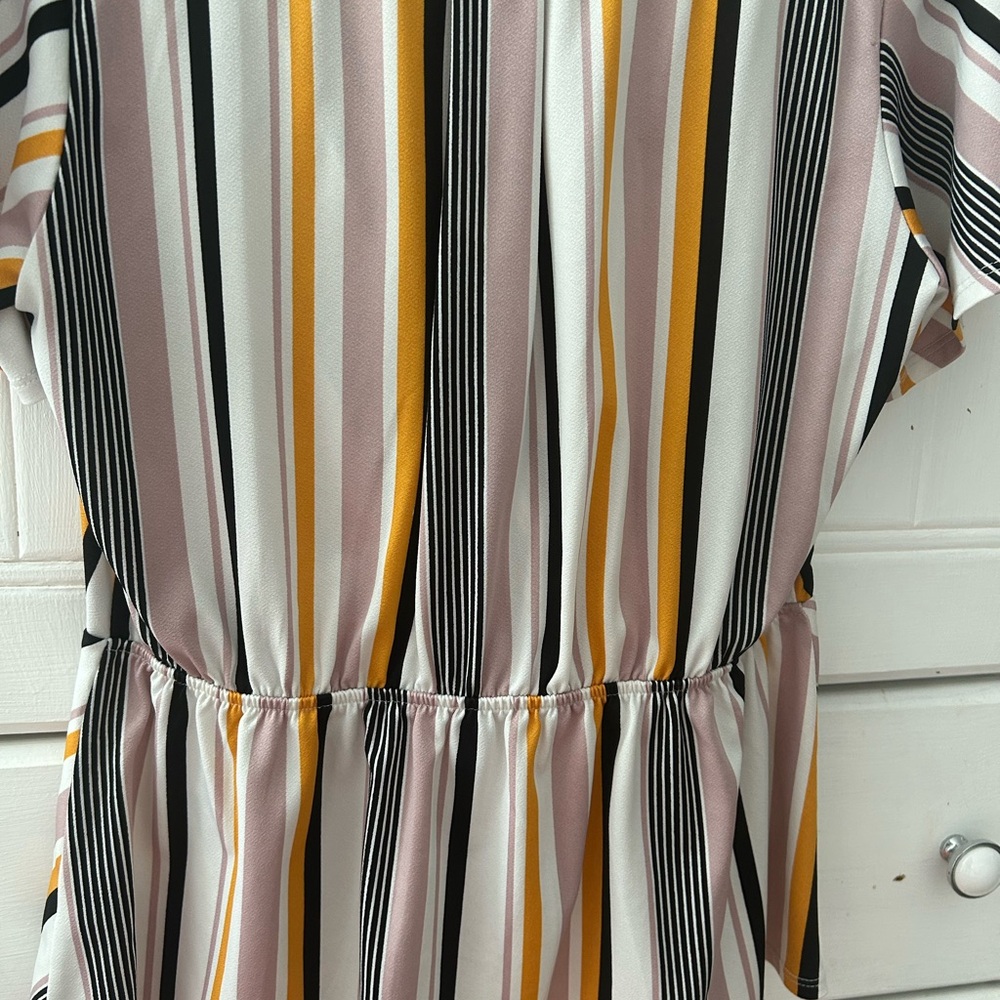 NWOT FAITH AND JOY by Monteau Multicolor Striped V-Neck Top w/Capped Sleeves - Picture 16 of 16